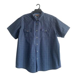 Northwest Territory Cotton XXL‎ Blue Men’s Snap-on Buttons Short Sleeve Shirt